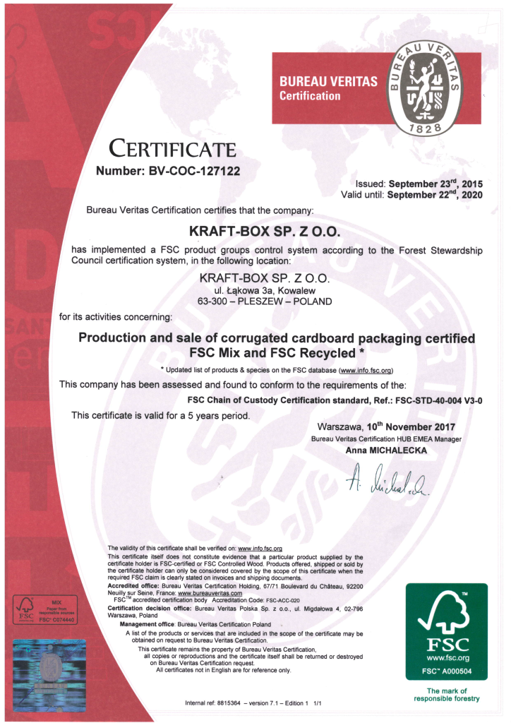 Kraft-Box certyfikat